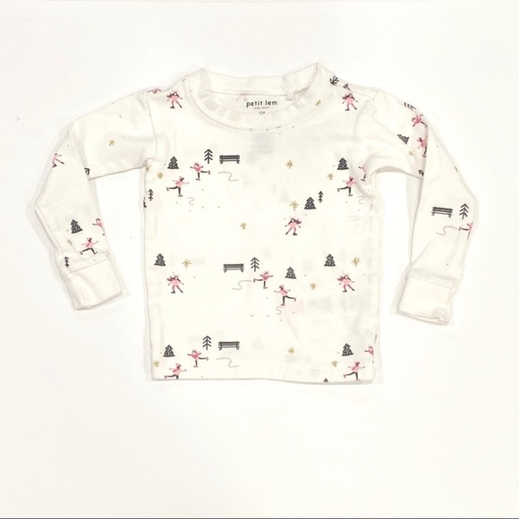 NWOT Petit Lem Infant Toddler Winter Ice Skating Print Long Sleeve Top - Picture 1 of 4